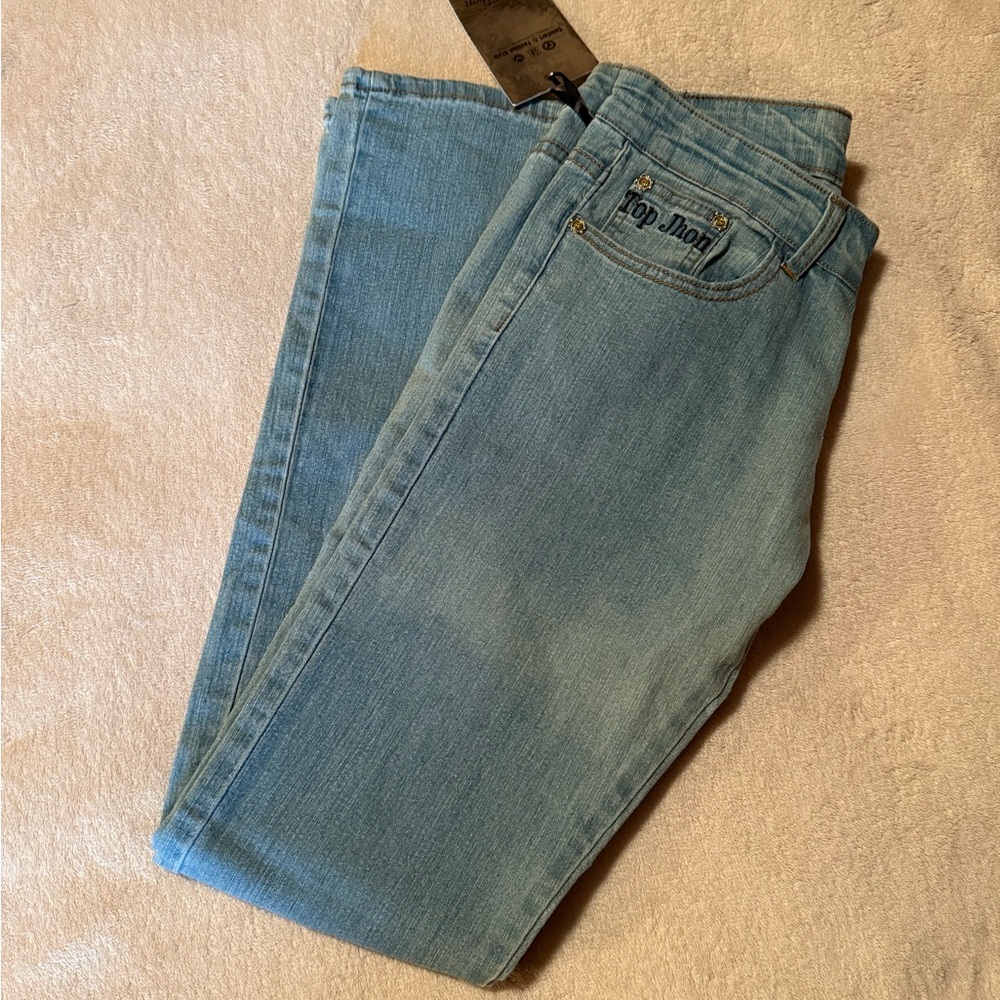 Top Jhon Light Blue Denim with Gold Buttons NWTS Size 7/8
